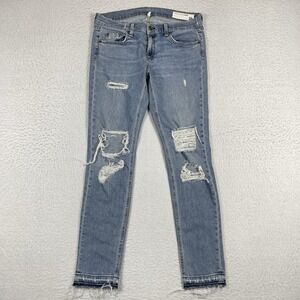 Rag & Bone Dre Jeans Womens 28 Light Wash Distressed Slim Boyfriend Frayed Hem
